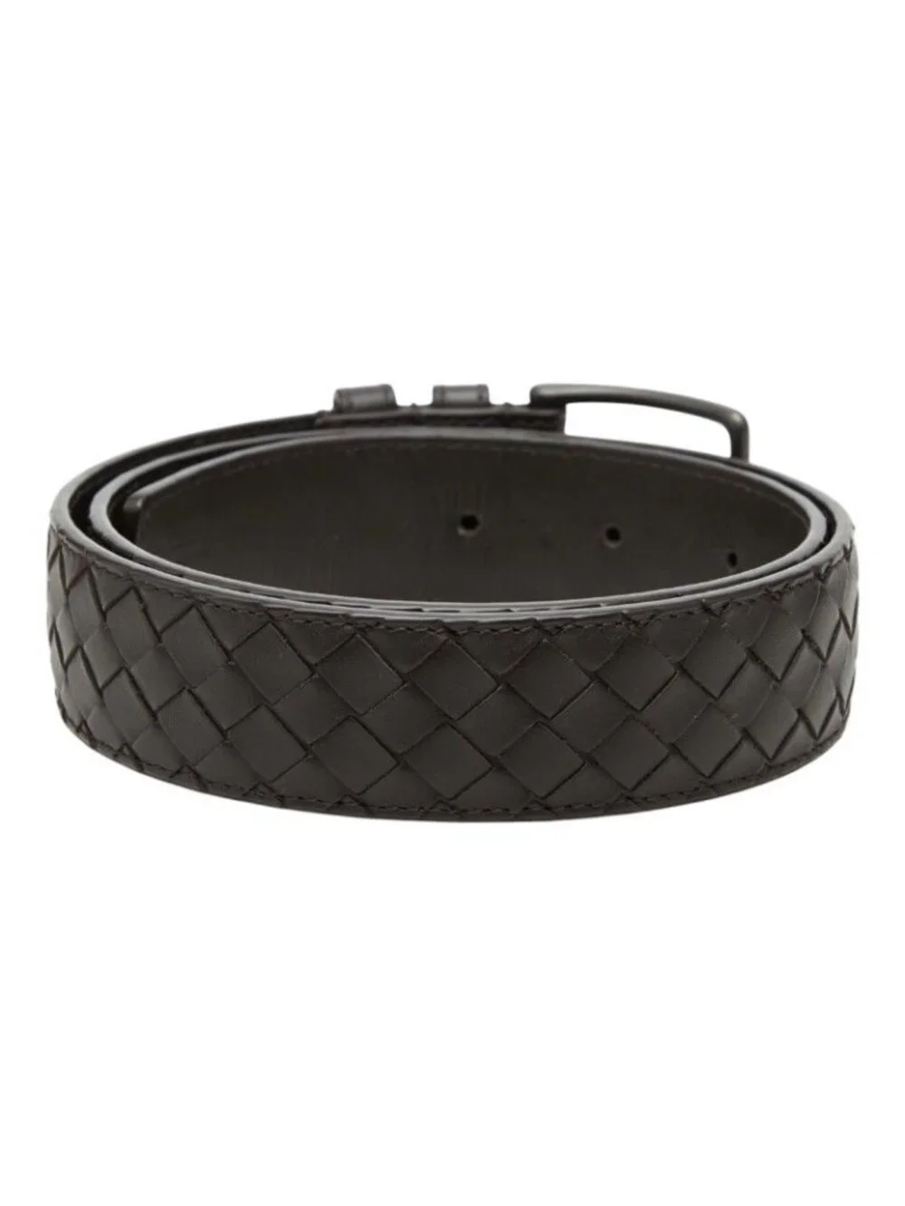 Bottega Veneta Intrecciato Belt 85 Dark Brown Leather